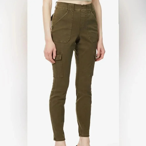 Spanx Skinny Mid-Rise Trousers Darkened Olive Trousers Size Small - Picture 1 of 6